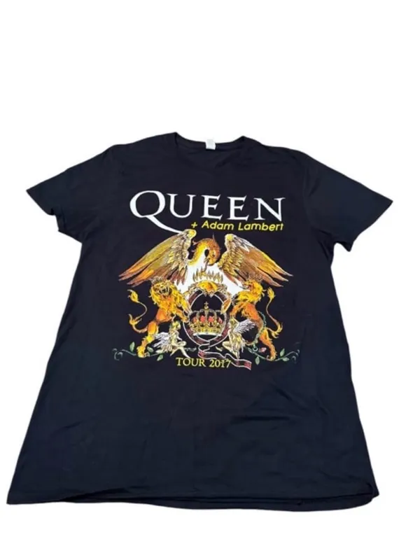 Queen + Adam Lambert 2017 Tour Band Tee Size Medium Black - Image 3