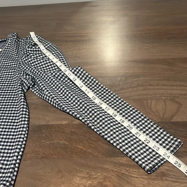 Anthropologie Blue and White Gingham Long Sleeve Top Sz M NWT - Image 5