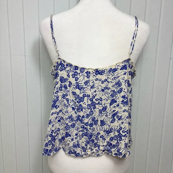 FREE PEOPLE‎ blue & white floral scalloped cami top Size S - Image 13