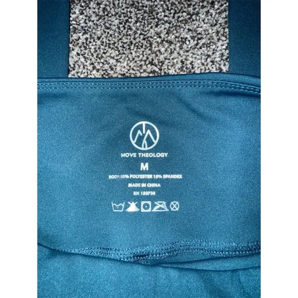 Move Theology Leggings Womens Size M Teal Green High-Waisted Side Pockets - Image 3