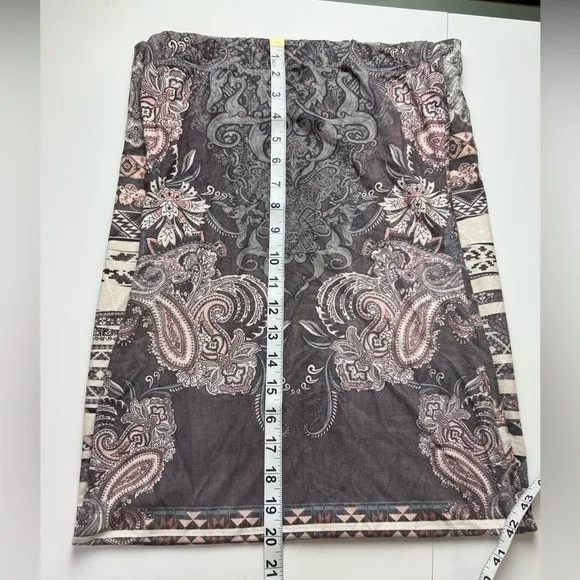 Windsor Strapless Midi Dress Small Boho Paisley Print Suede Effect Y2K 90s USA - Image 9