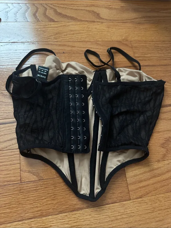 SheIn Black Sheer Corset Top - Image 2