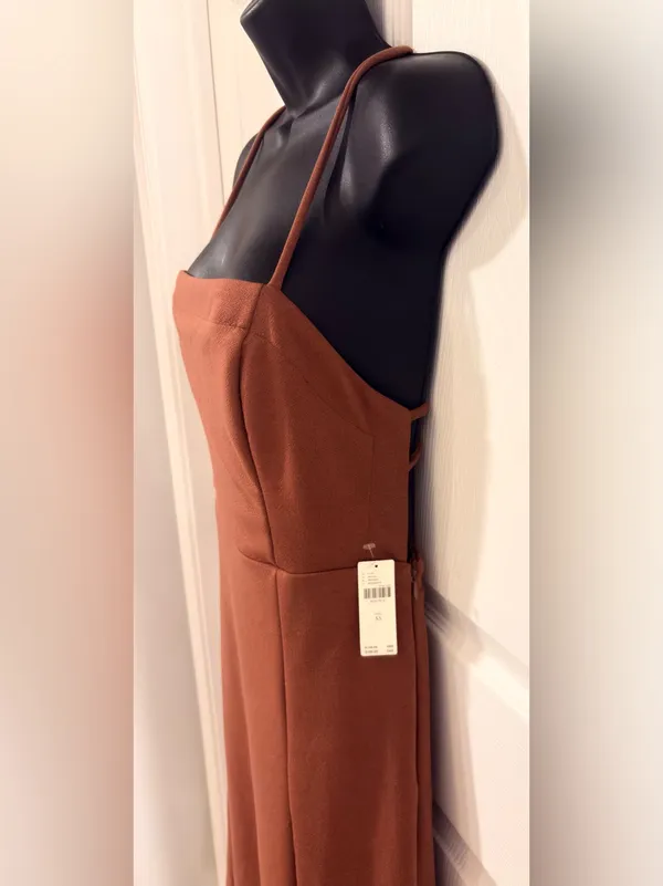 Anthropologie Rust Brown Aline midi dress spaghetti straps minimalist - Image 2