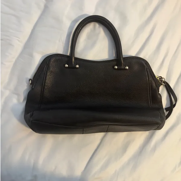 Kate Spade Black Pebbled Leather Satchel Handbag Gold Hardware‎ Striped Lining - Image 6