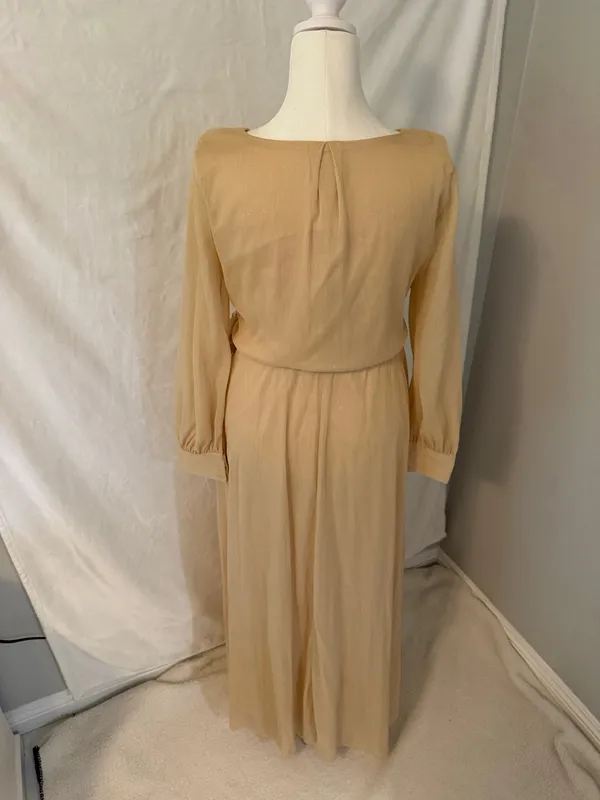 bohme Beige Wrap Maxi Dress with Waist Tie - Image 5