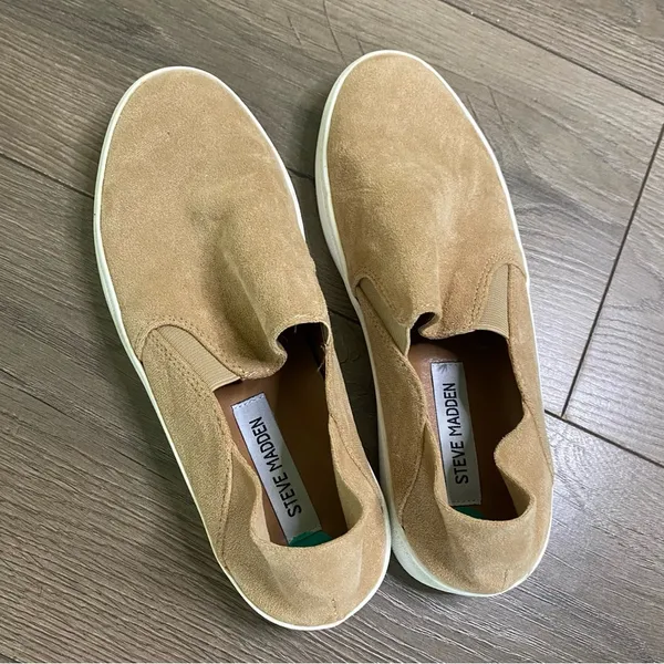 Steve Madden Tan Faux Suede Slip On Sneakers 8 - Image 2