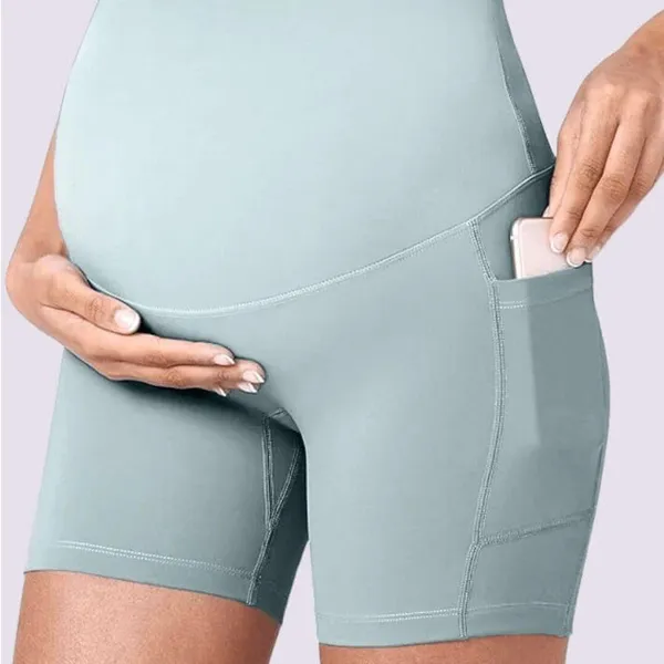 **NWOT** Lahloya ComfortCloud Maternity Biker Shorts in Sky Blue - Image 3