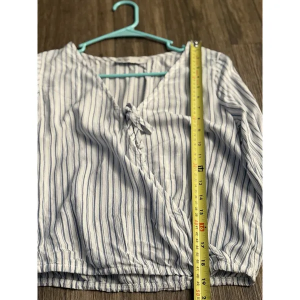 Hollister Coastal Striped Stripe Long Sleeve‎ Cross Over Crop Top Women's Size S - Image 7