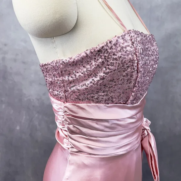 Vtg Lenovia Sequin Satin Dress Medium Prom Formal Y2K Coquette Balletcore Glam‎ - Image 6
