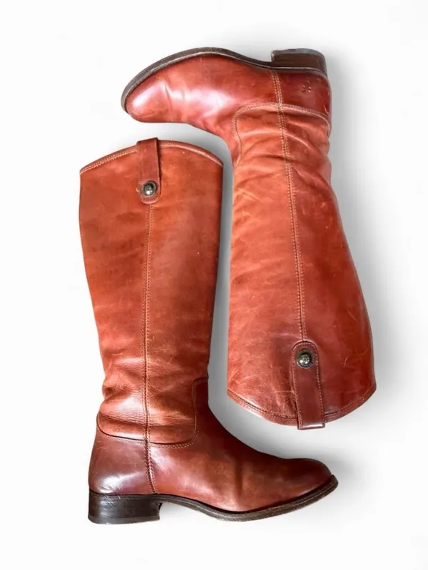Frye Women’s 5 B Brown Leather Riding Boots Tall Knee High Pull On Classic - Image 8