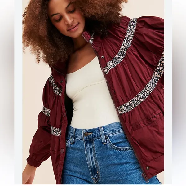 FREE PEOPLE WE THE FREE On My Mind Bomber Jacket size Small Winter Oversized‎ - Image 2