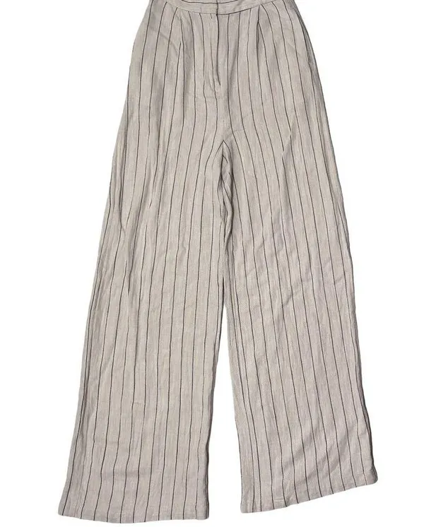 Linen Blend Pinstripe Trousers - Tall - Image 5