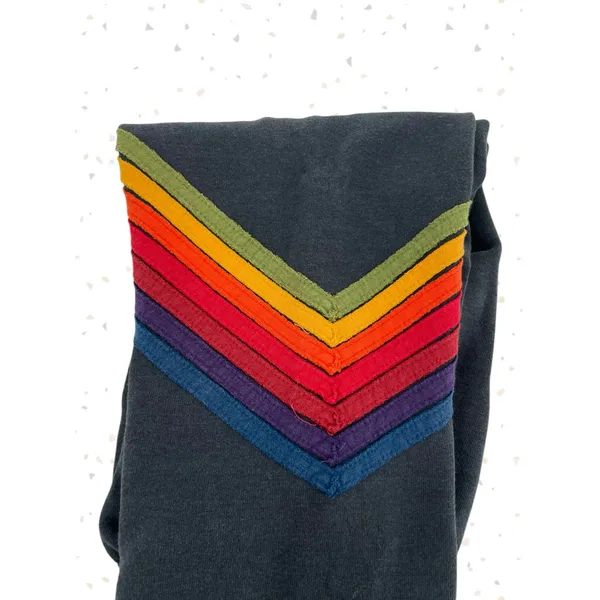 Aviator Nation 7 Stripe Sweatpants Rainbow Charcoal Dark Blue Gray Jogger Size S - Image 3