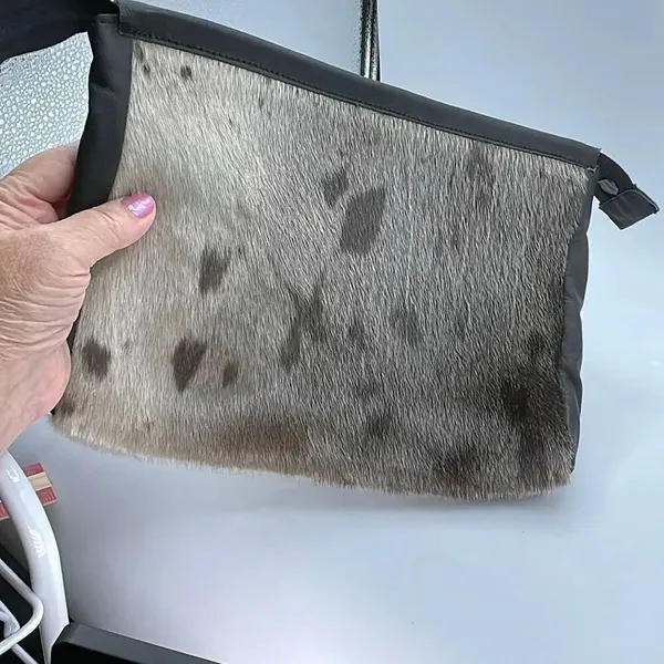 Artisan made faux fur clutch -travel bag. - Image 2