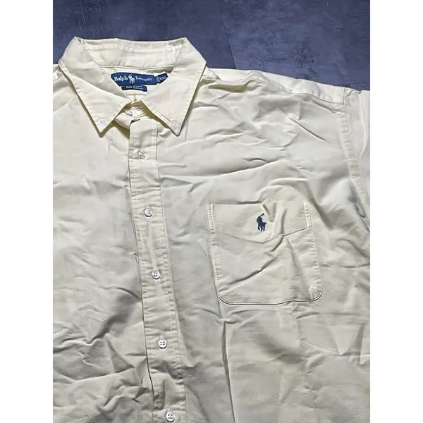 Polo Ralph Lauren Button-Front Yellow Shirt XXL Big‎ Tall F-113 - Image 3
