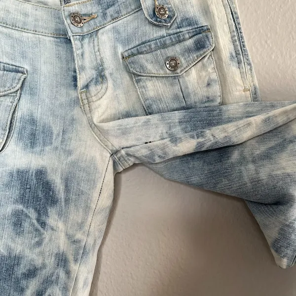 True People New York Vintage retro Denim Pants Tie-Dye y2k low rise Cargo Jeans - Image 14