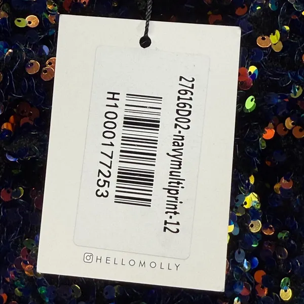 Hello Molly Sequin Mini Dress Party Cocktail‎ Navy Multi Size 8 - Image 7