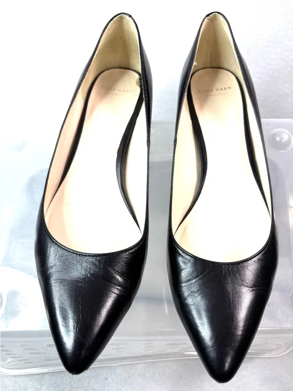 Cole Haan 8.5 Workwear Kitten Heel Black Leather Round-Toe Pumps - Funeral - Image 10