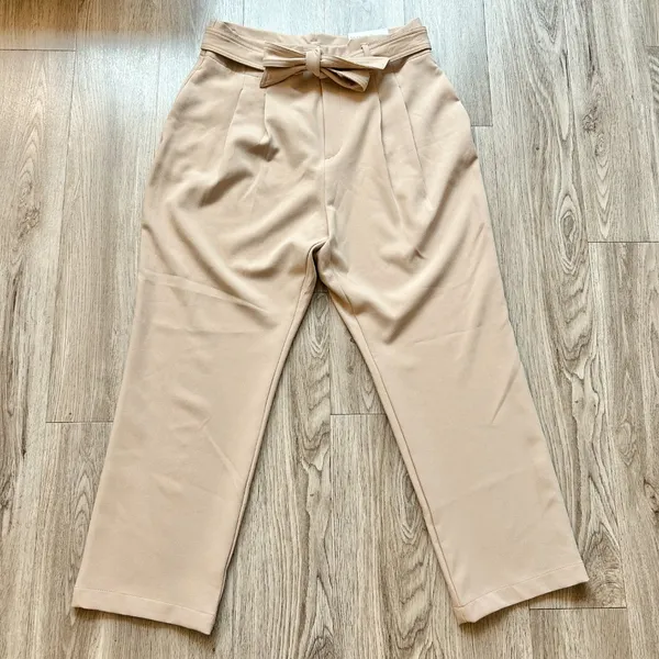 Ann Taylor The High Waisted Tapered Wide Leg Ankle Pants in Tan Size L NWT - Image 2