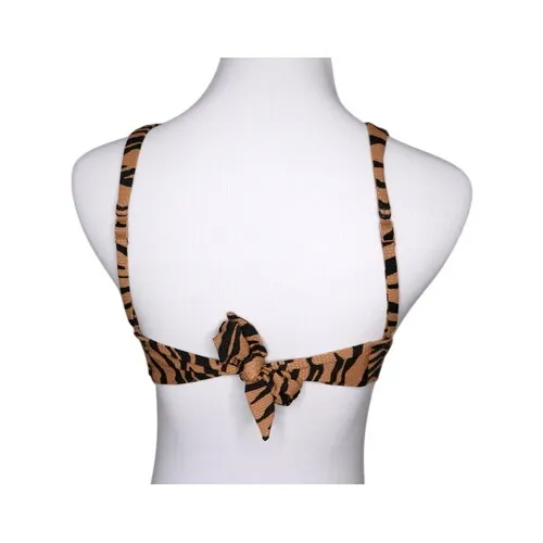 Aerie Zebra Tan Removable Pad Tie Back Bikini Swimwear Top SMALL Animal‎ Print - Image 2