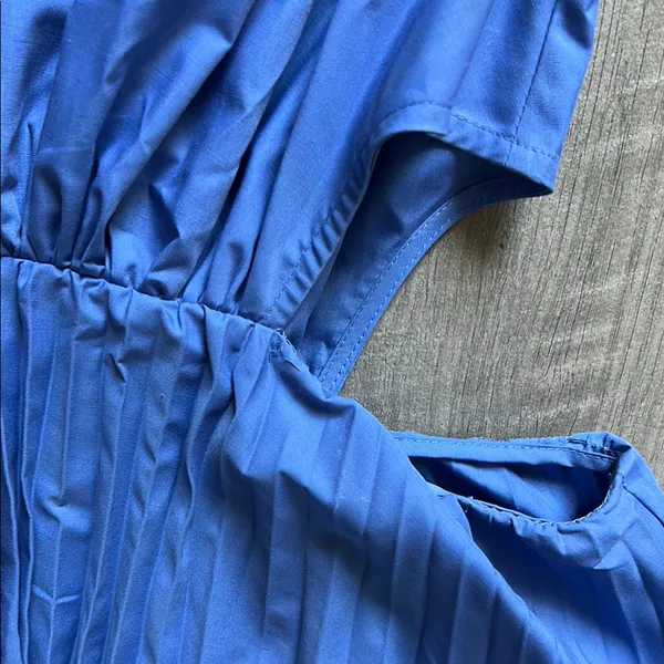 Jonathan Simkhai Blue Puff Sleeve Dress Size L - Image 4