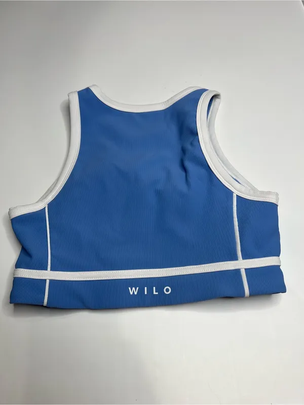 Wilo Blue Crop Top with White Trim size small - Image 3