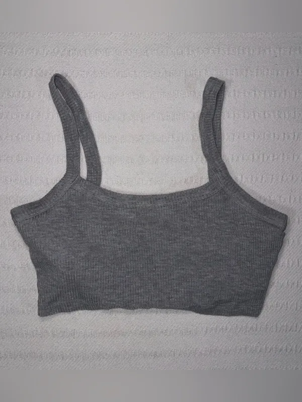 Alo Yoga Womens Ribbed Whisper Bra Tank Top Size S Gray Athleisure Yoga Workout - Image 2