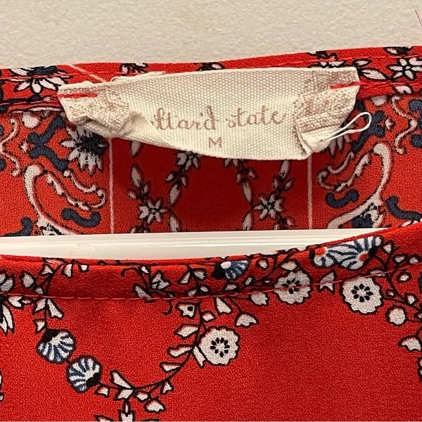 Altar'd State Red and Blue Bell‎ Sleeve Crop Blouse - Image 2