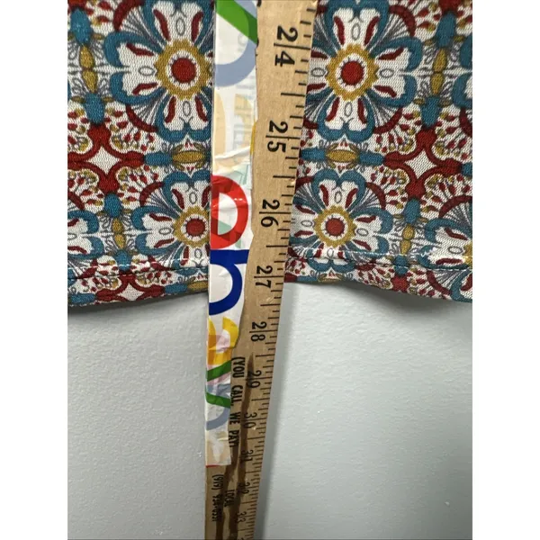 Amang NY Top Womens XL Peasant Boho V-neck Cap Sleeve Stretch‎ Colorful - Image 4