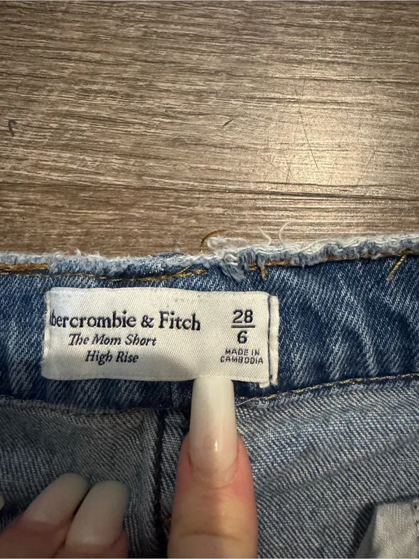 Abercrombie & Fitch Distressed High-Rise The Mom Denim Shorts - Image 2