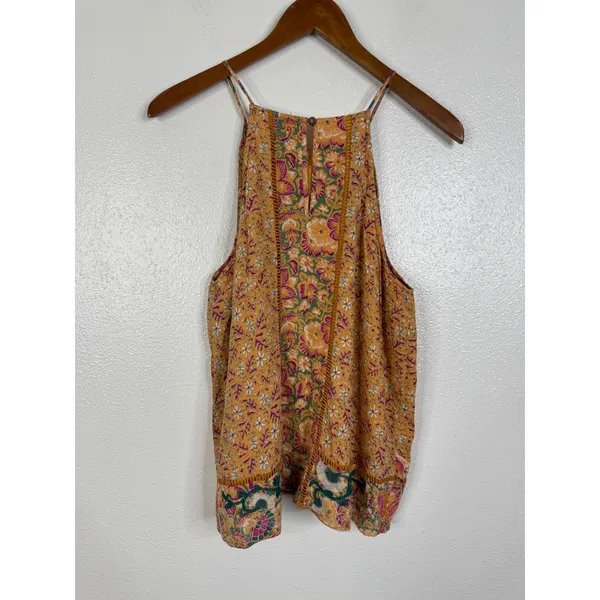 Anthropologie Akemi + Kin Yellow Floral Embroidered Halter Tank Top Size 10 - Image 2