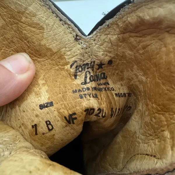 Tony Lama Y2K Floral Design Western Cowboy Boots Size 7 Brown - Image 7