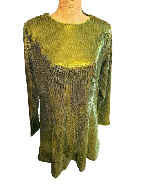 Scoop Women's Sequin Mini Dress with Ruffled Hem Size XL 16/18 (~20” PTP) NWT - Image 3