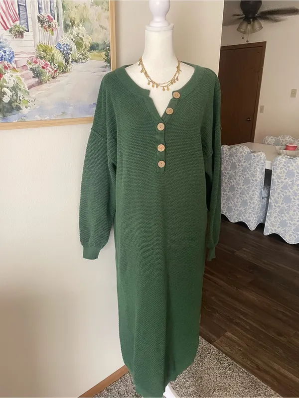 Free People FP Beach Hailee Sweater Midi Maxi Dress in Forest Green Small - Image 2