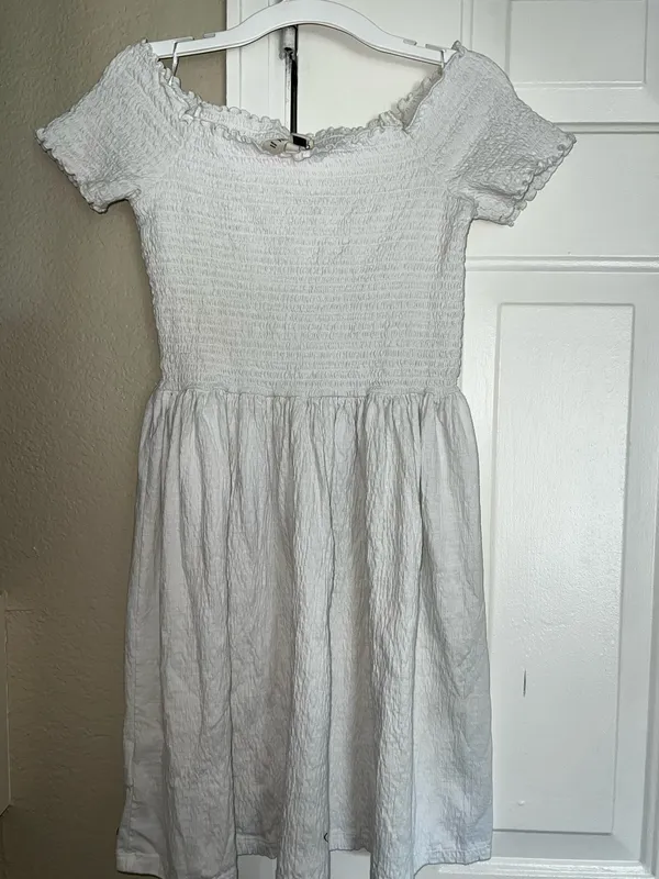 White Smock Top off the Shoulder Dress - Image 2