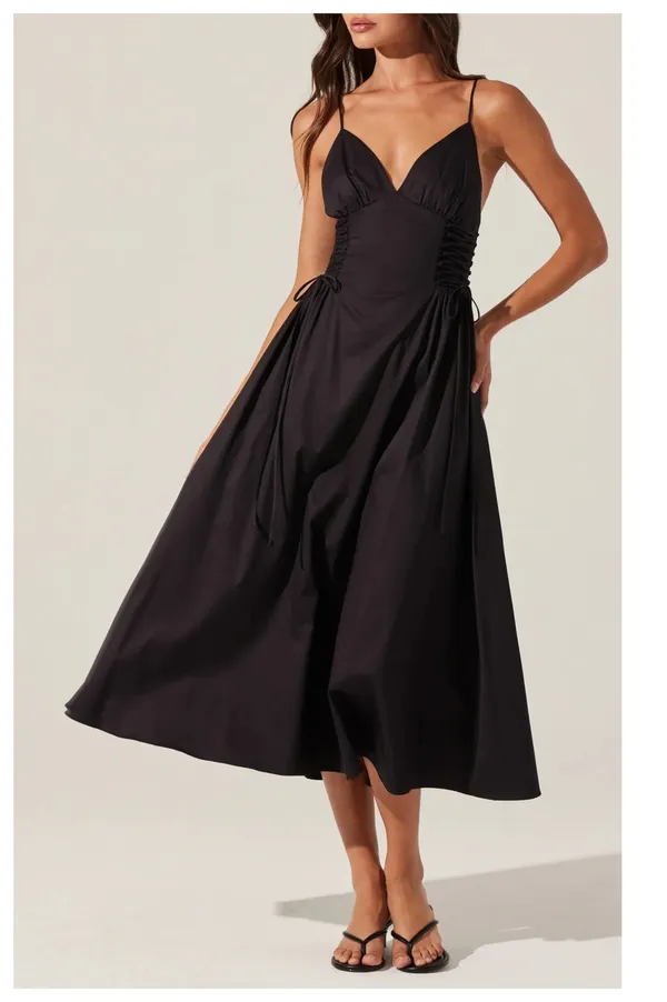 NWT ASTR the Label Lace-Up Cotton Poplin Midi Dress Size Small - Image 13