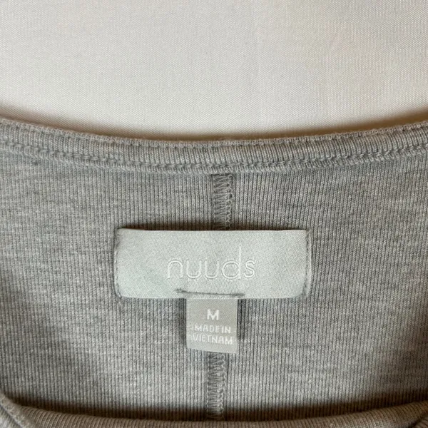 nuuds Womens Long Sleeve Ribbed Boat Neck Top Grey Heather WS-1241 Size M - Image 3