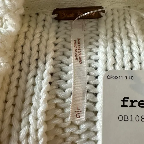 Free People Chunky Knit Sweetheart Mock Neck Sweater in Ivory White Large NWT - Image 12