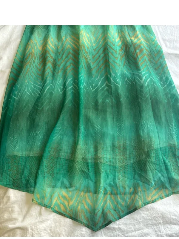 Grass Collection Chiffon Maxi Skirt in River Teal Combo Sz 3 EUC - Image 3