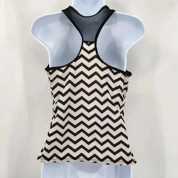 Black White Tankini Padded Bra Swim Suit Swimwear Mesh Top Large‎ - Image 2