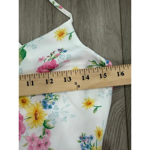 Altar'd State Girly Floral Pink Cowl Neck Satin Casual Mini Dress XS - Image 5