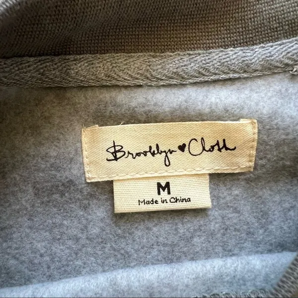Brooklyn Cloth‎ Camo Cropped Sweatshirt Medium Green Sweater Top - Image 4