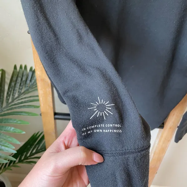Aerie Offline Black Hooded Pullover with Drawstrings and Thumbholes - Image 6