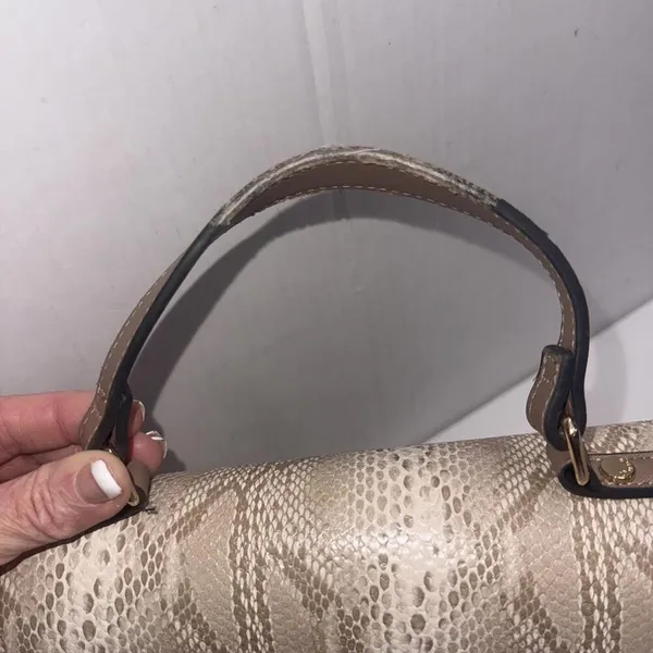 Dune London Embossed Snake‎ Print Designer Lux Crossbody Gold Straw Wicker Purse - Image 6