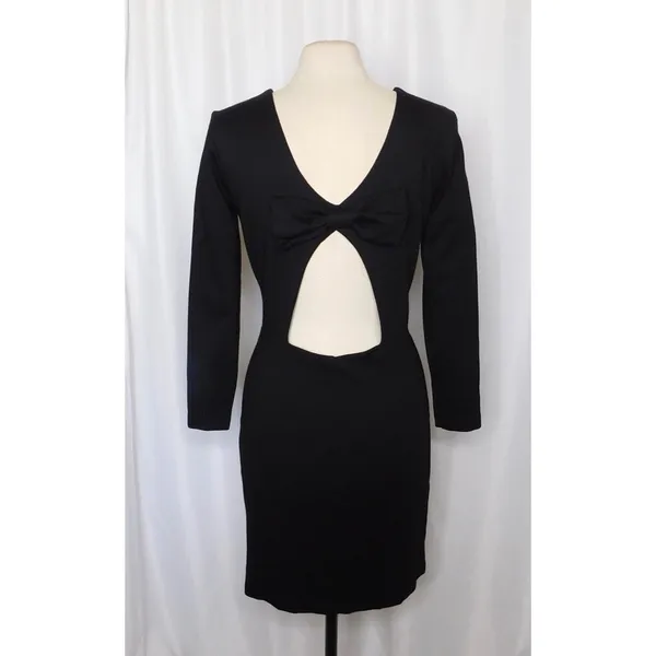 AMANDA‎ UPRICHARD Black Open Back Bow Ponte Knit Dress Sheath Classic Large - Image 8