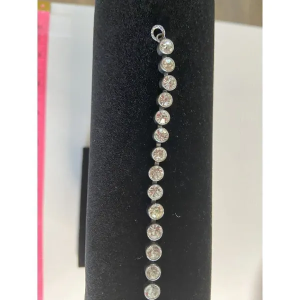 Vintage 7.5” Rhinestone Crystal Tennis Bracelet‎ w cup settings - Image 4