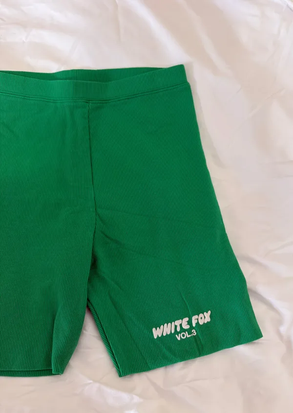 NEW White Fox Ribbed Biker Shorts - Image 2