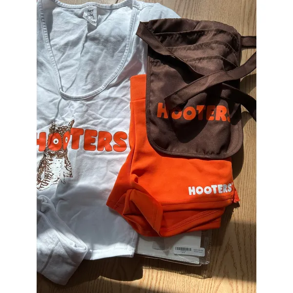New Spirit 5pc Hooters girl Halloween Costume Shorts Pouch Socks Name Tag Xs 0-2 - Image 10
