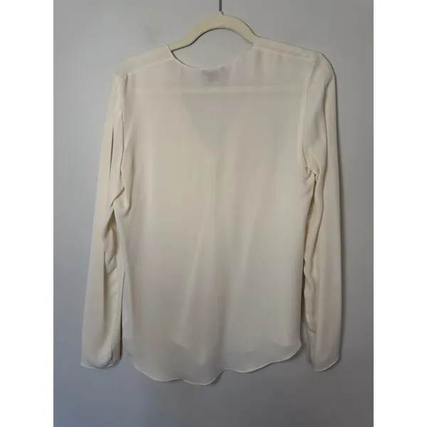 Theory 100% Silk Ivory V Neck Blouse Long Sleeve Women's Sz S EUC - Image 7