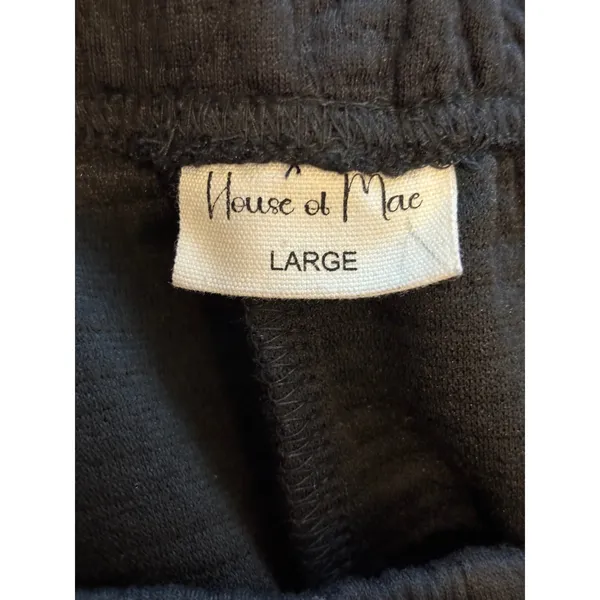 House of Mae Everyday Lounge Textured Joggers Black Relaxed Fit Large ST3038 - Image 8
